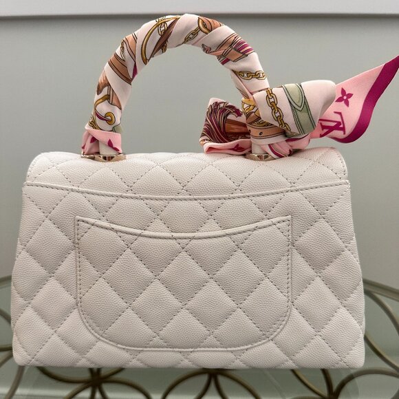 SOLD Chanel White Off White Coco Handle Caviar Bag w GHW 2024 - Picture 3 of 11